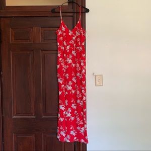 Red floral maxi dress H&M size 12
